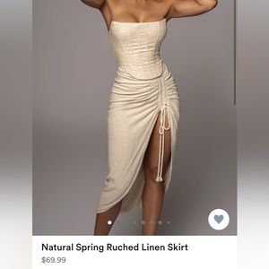 JLUXLABEL spring ruched linen skirt